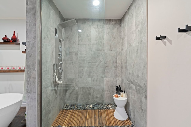 bathroom with plus walk in shower