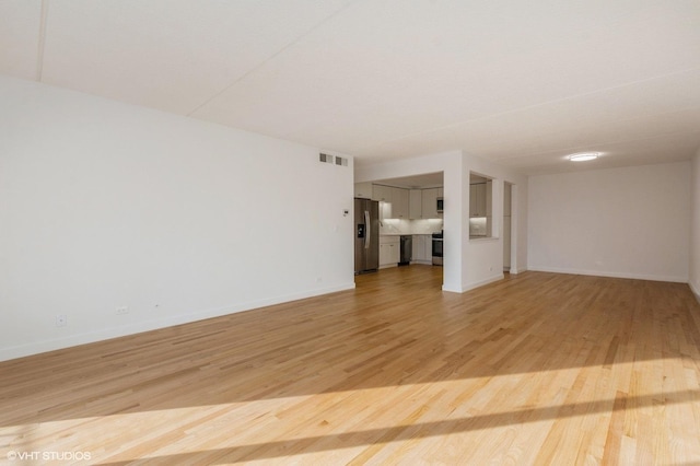 unfurnished living room featuring light hardwood / wood-style flooring