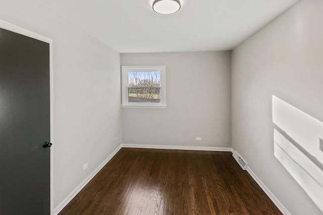 empty room with dark hardwood / wood-style floors