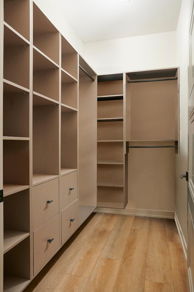 spacious closet with light wood-type flooring