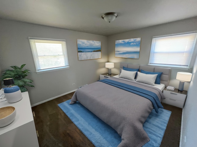 bedroom featuring dark hardwood / wood-style flooring