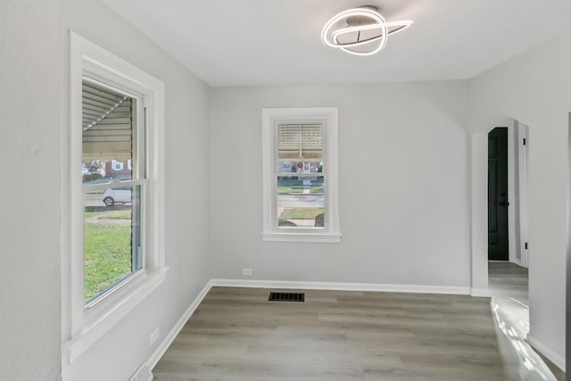 unfurnished room featuring wood-type flooring