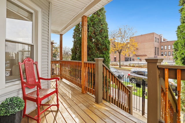 deck with covered porch