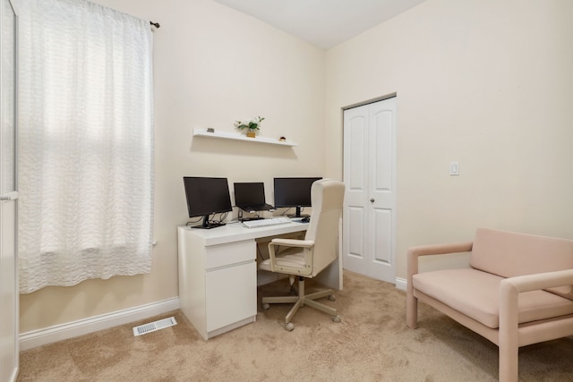 view of carpeted office