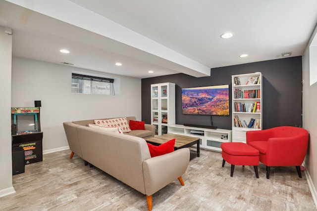 living room featuring light hardwood / wood-style floors