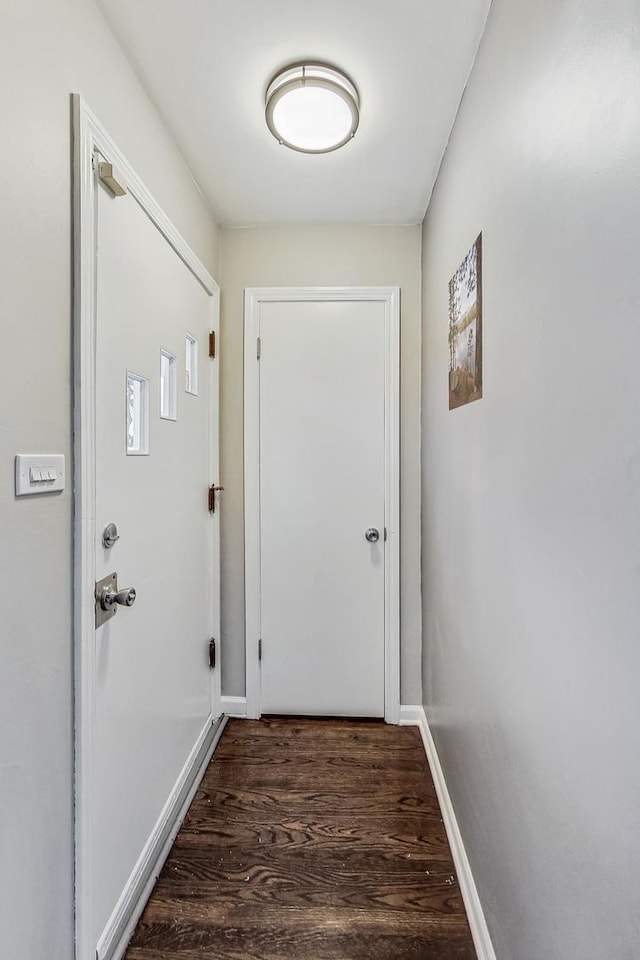 doorway to outside with dark wood-type flooring