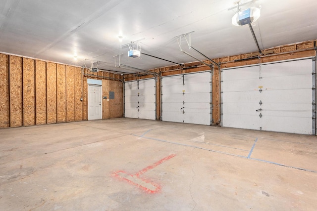 garage with a garage door opener