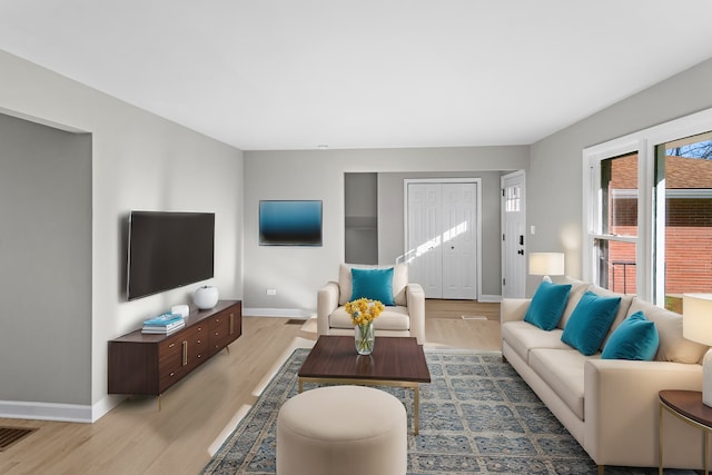 living room featuring light hardwood / wood-style floors