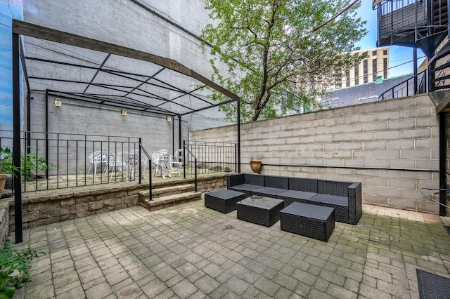 view of patio featuring an outdoor hangout area