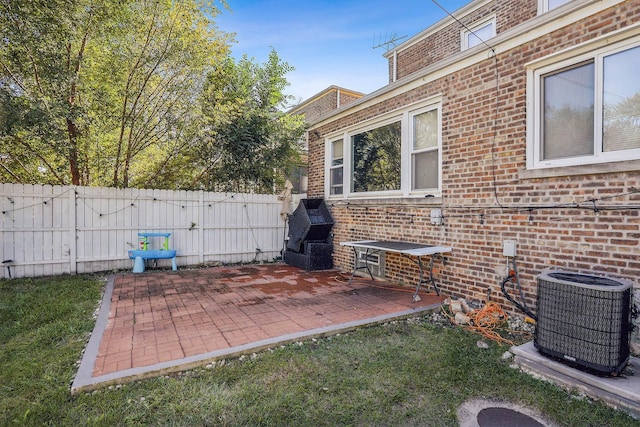 view of patio featuring central AC unit