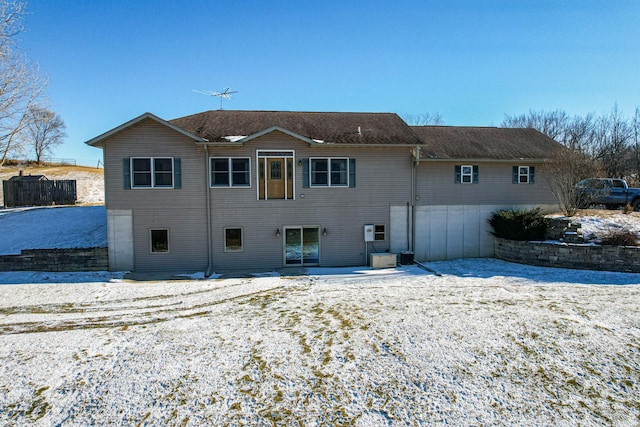 view of snow covered property