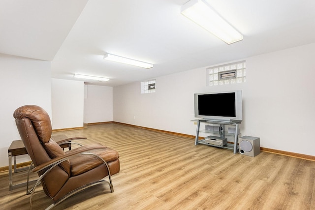 living area featuring light wood-type flooring