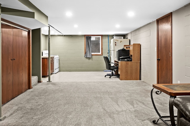 office with light carpet