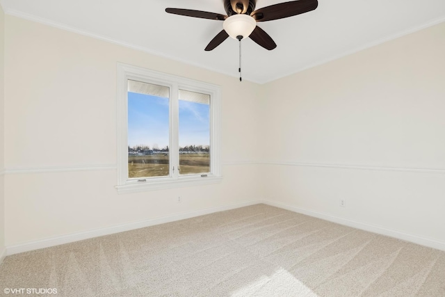 unfurnished room featuring carpet flooring and ceiling fan