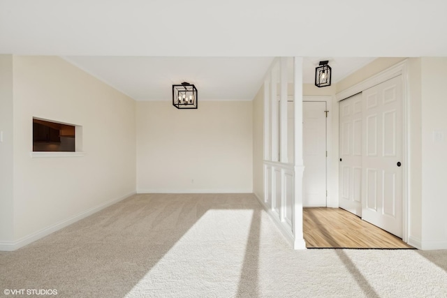 interior space with a notable chandelier