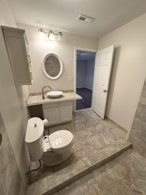 bathroom with vanity and toilet