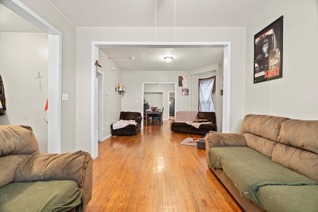 living room with light wood-type flooring