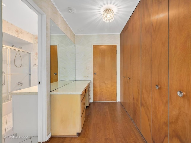 hall featuring light hardwood / wood-style floors