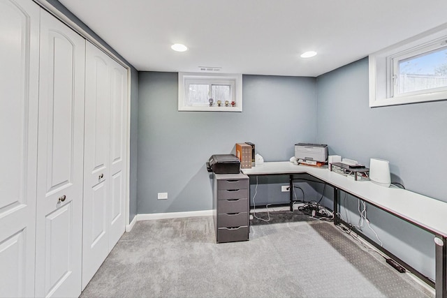 office area with carpet floors