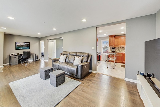 living room featuring light hardwood / wood-style floors