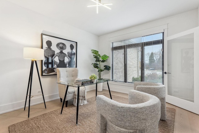 office area featuring hardwood / wood-style floors