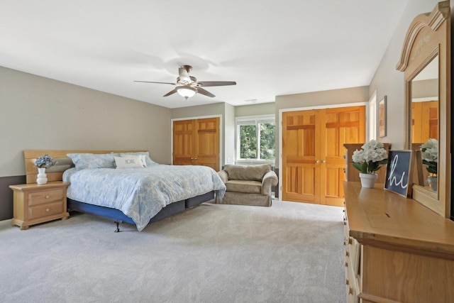 bedroom featuring carpet flooring and ceiling fan