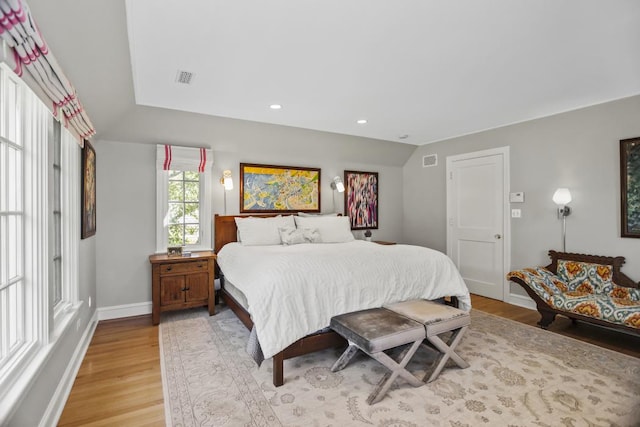 bedroom with light wood-type flooring