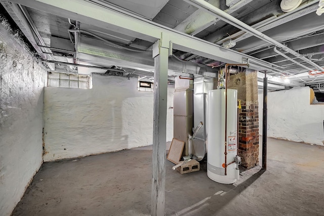 basement with gas water heater