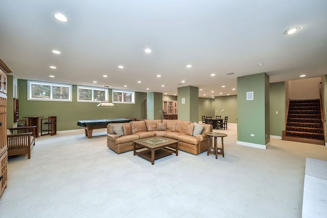 living room featuring pool table