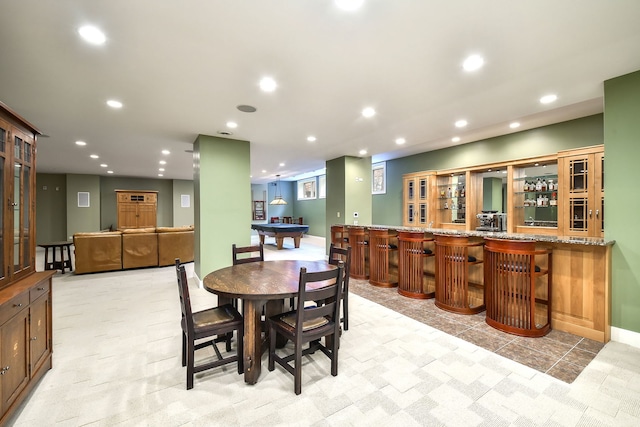 dining area with indoor bar