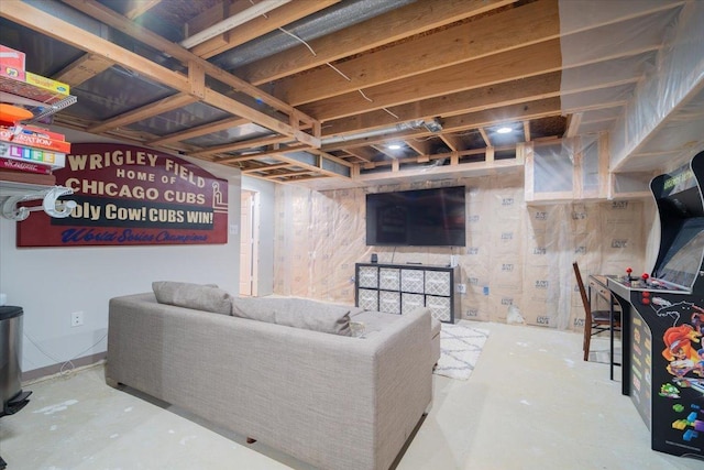 living room featuring concrete floors