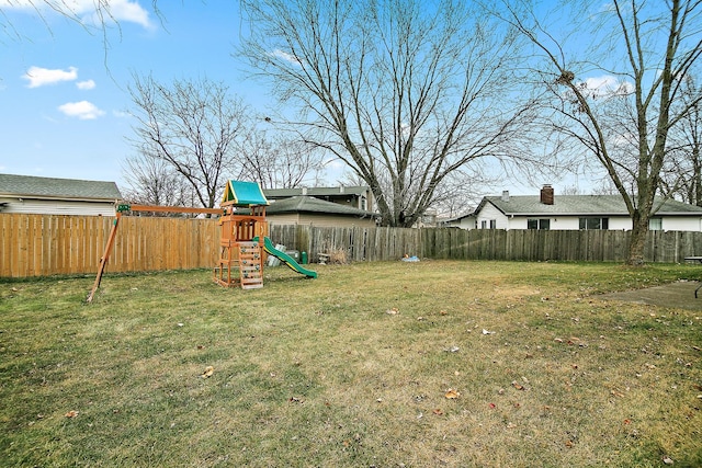 view of yard featuring a playground