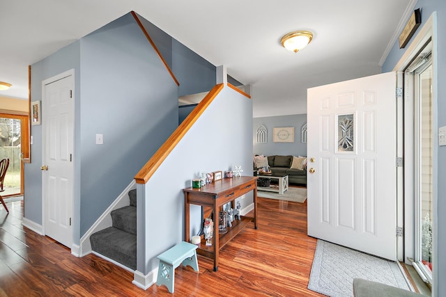 entrance foyer featuring wood-type flooring