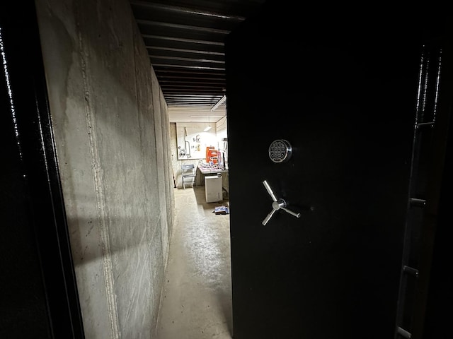 corridor with concrete floors