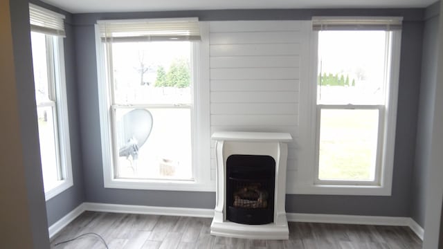 unfurnished living room with hardwood / wood-style floors