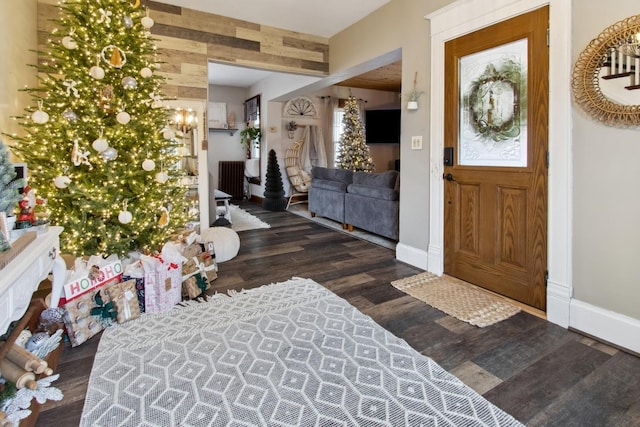 foyer featuring dark hardwood / wood-style floors