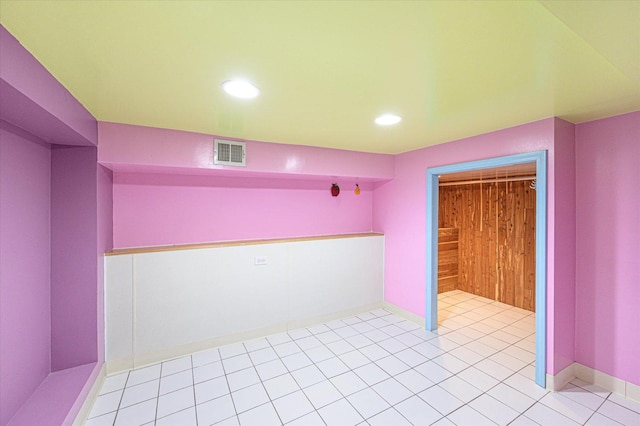 interior space featuring light tile patterned flooring