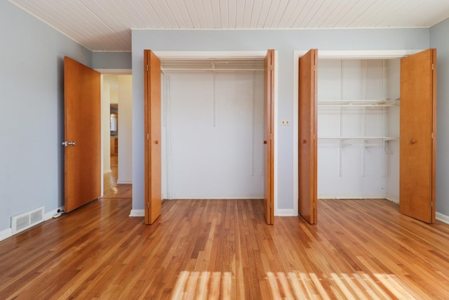 unfurnished bedroom featuring light hardwood / wood-style flooring