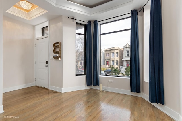 foyer entrance featuring plenty of natural light and light hardwood / wood-style floors