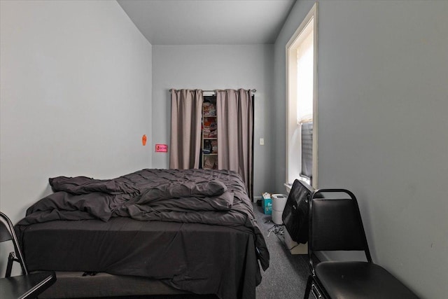 bedroom with carpet flooring and multiple windows