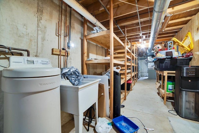 basement with sink