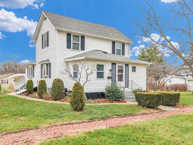 front of property with a front lawn