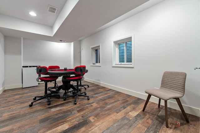 dining room with dark wood-type flooring