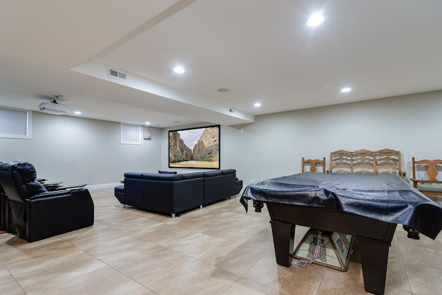 rec room featuring pool table