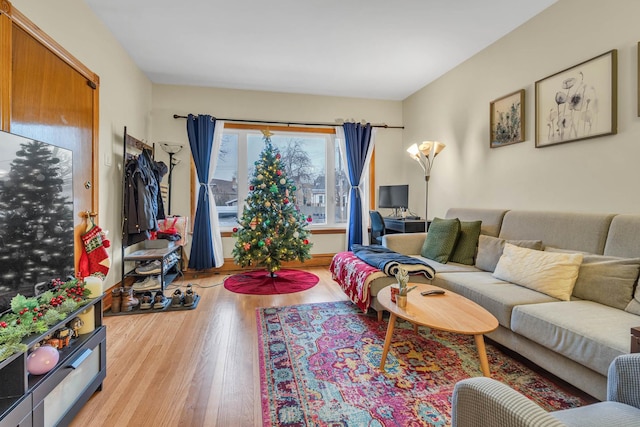 living room featuring light hardwood / wood-style flooring