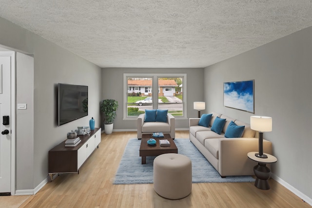 living room with light hardwood / wood-style flooring