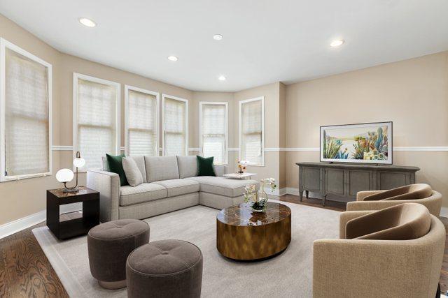 living room with light wood-type flooring