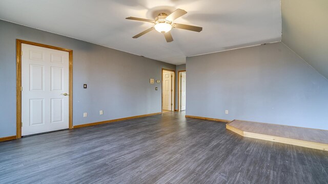 2239 Pine Bluff Dr, Dixon, IL 61021 - empty room with ceiling fan, wood finished floors, and baseboards