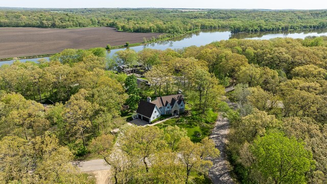2239 Pine Bluff Dr, Dixon, IL 61021 - drone / aerial view of a nearby body of water and a heavily wooded area