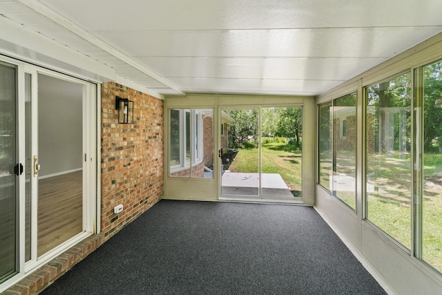 view of unfurnished sunroom